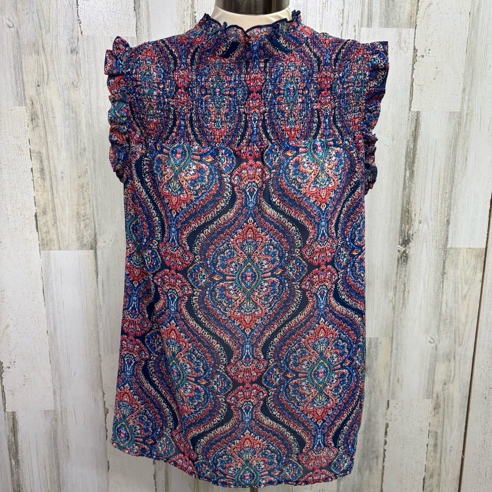 Luxology Multicolor‎ Paisley Sleeveless Blouse